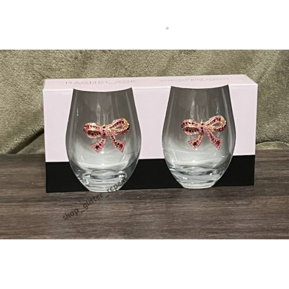 Rachel Zoe new bow bows rhinestone stemless wine glasses viral tiktok htf